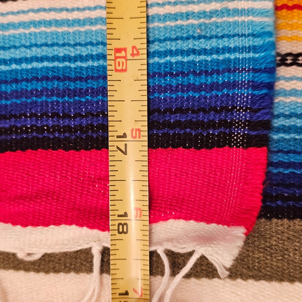 El Paso Saddleblanket Co Serape Stripe Woven Placemats Red Blue Olive 14x18 Set6 - Picture 2 of 8